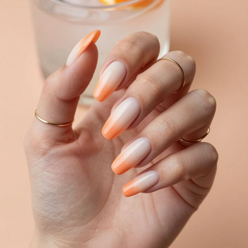 Creamsicle ombre orange nails