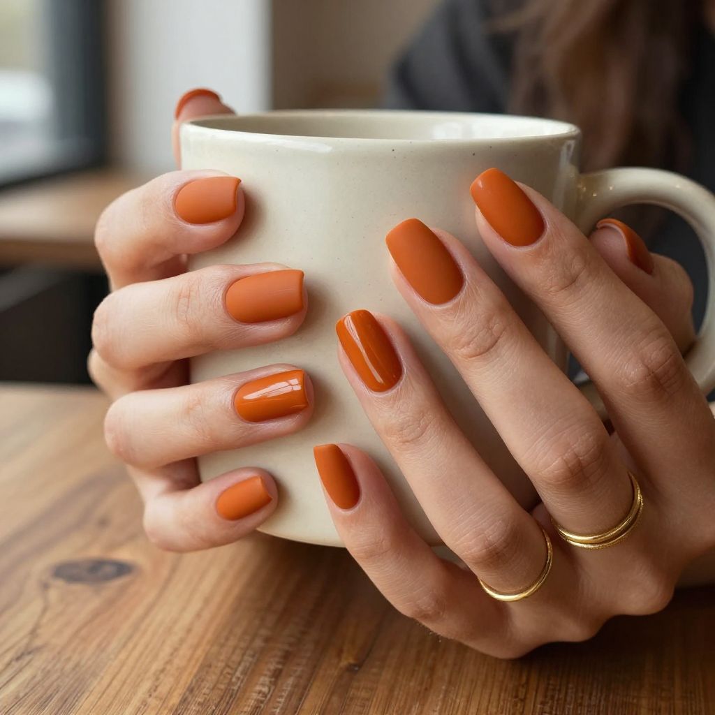 Burnt orange matte almond nails