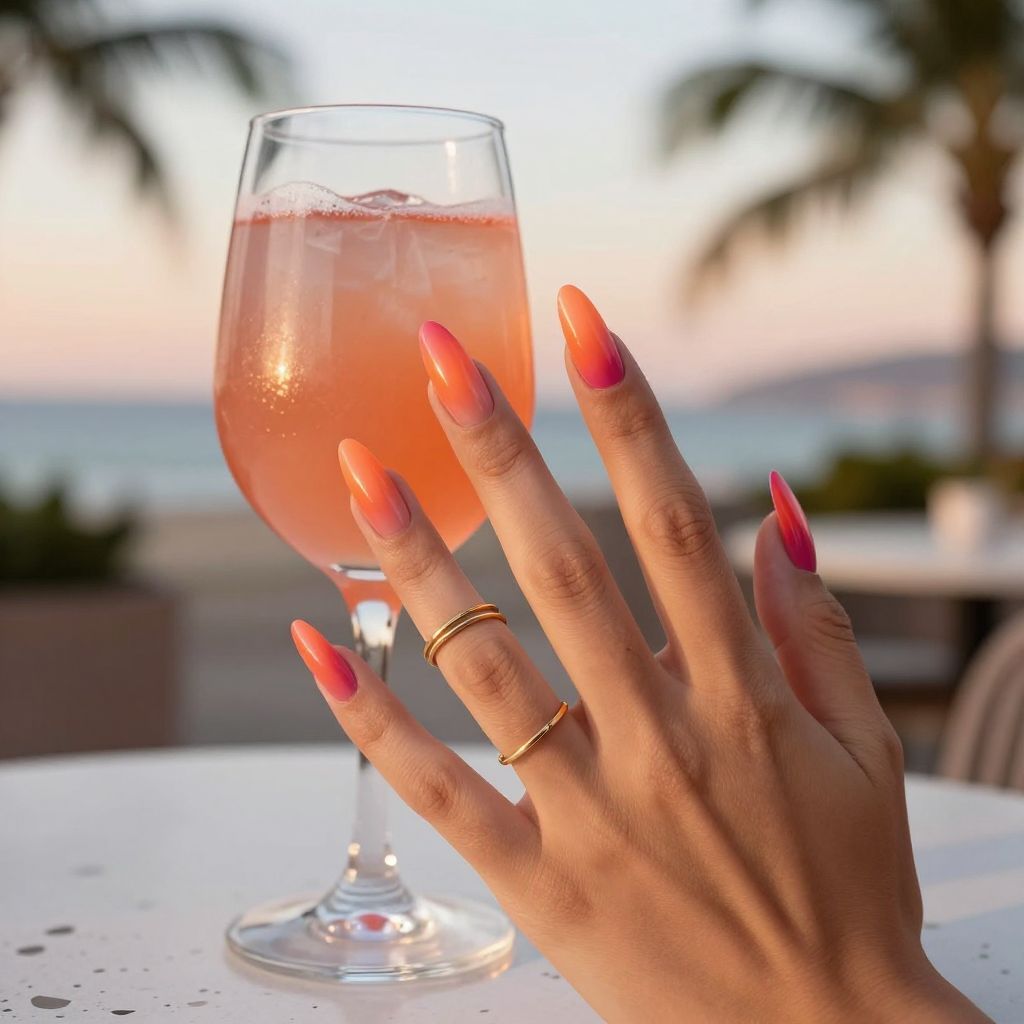 Sunset gradient stiletto orange nails