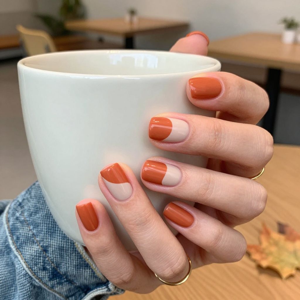 Terracotta half moon orange nails