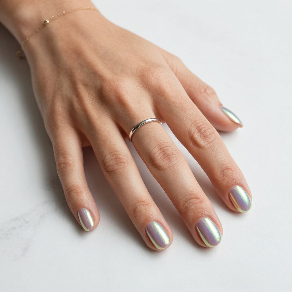 Holographic and Iridescent Chrome Nails