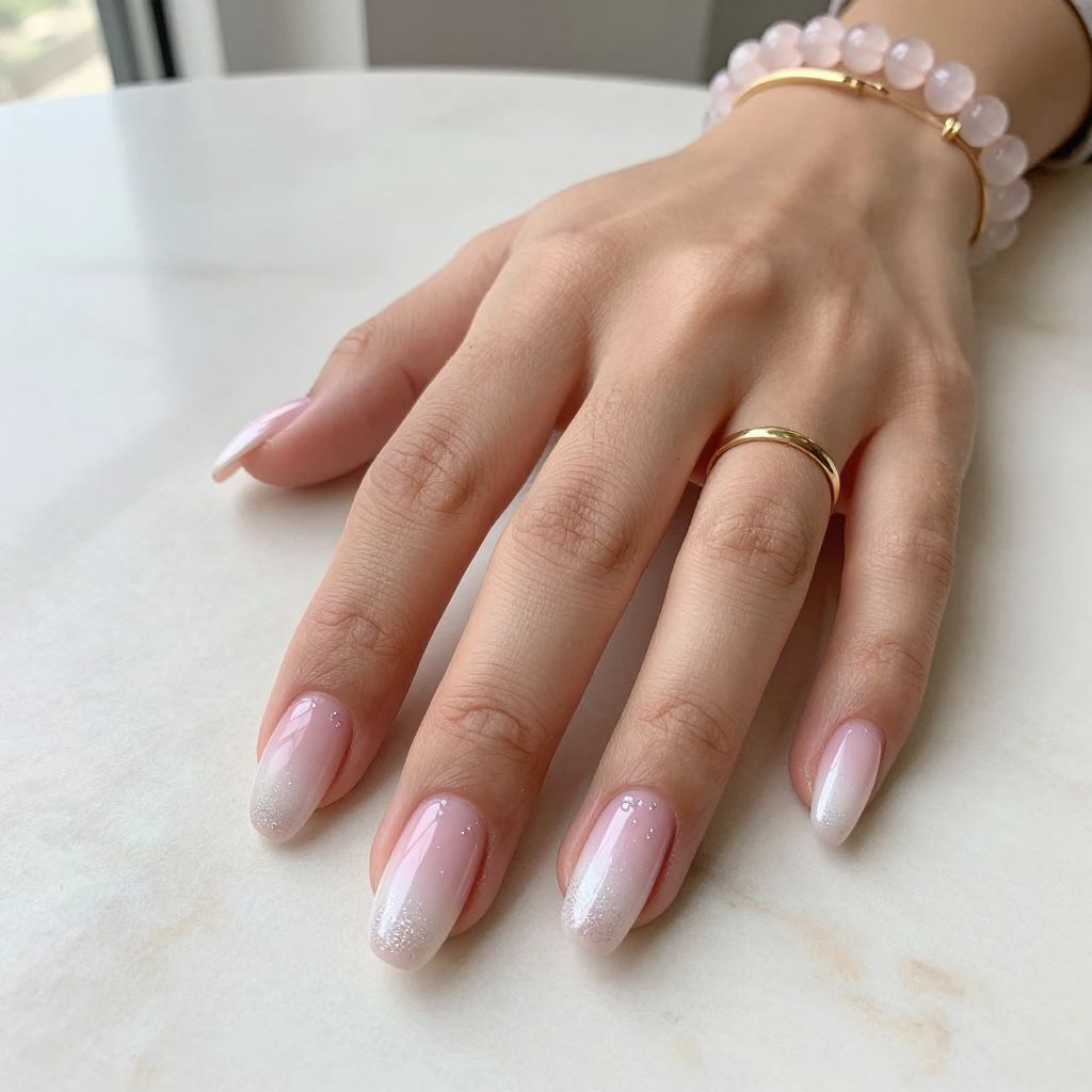 Baby Pink and White Ombré with Glitter Gradient