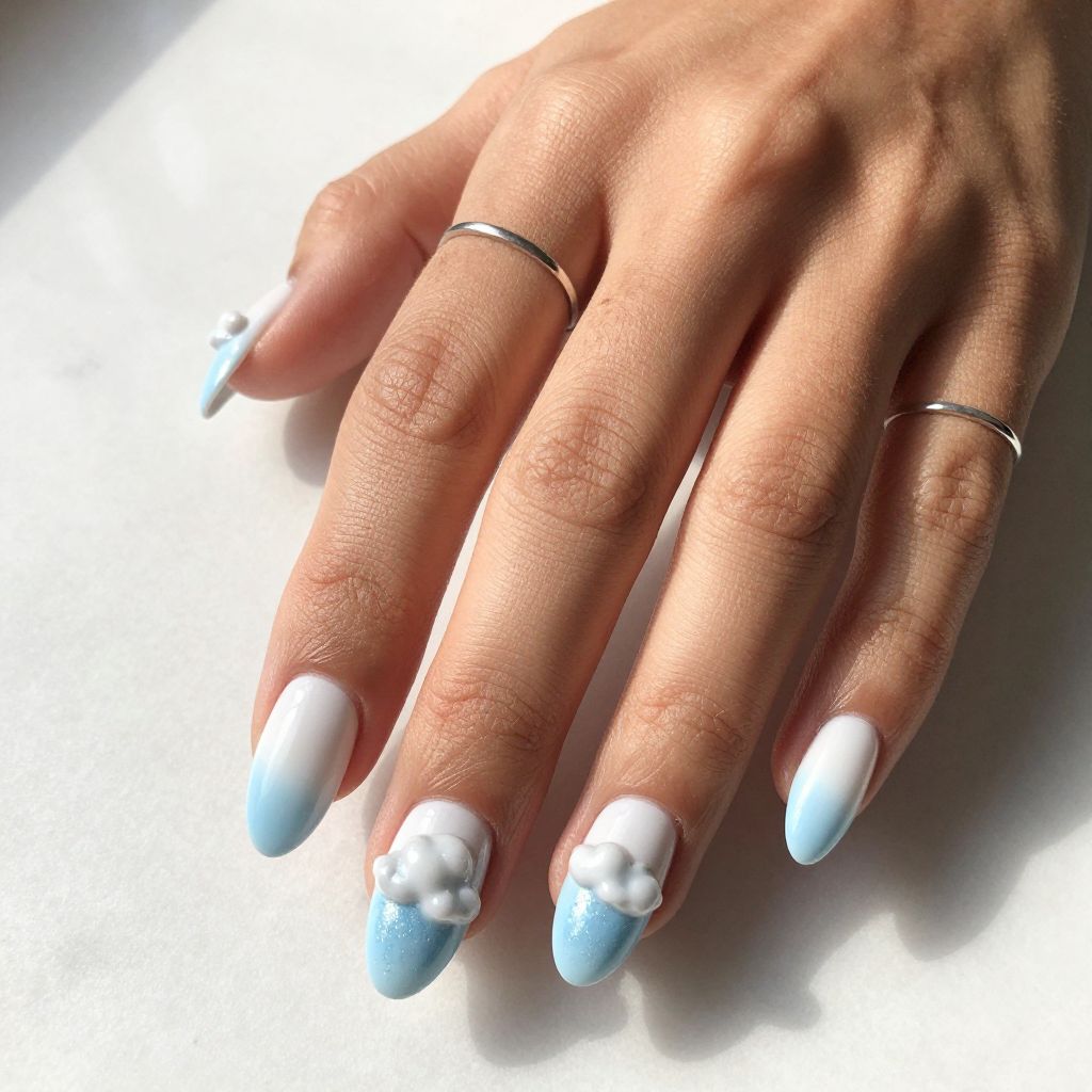 3D Ombre Cloud Nails