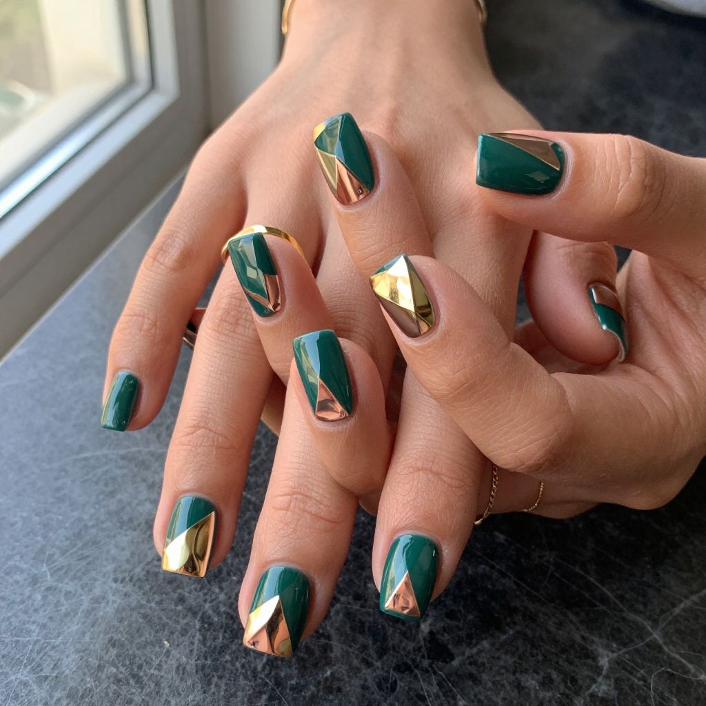 Metallic 3D Geometric Nails