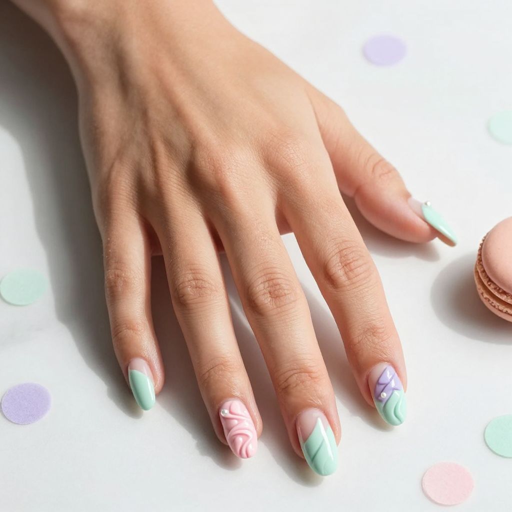 Dimensional Candy Swirl Nails