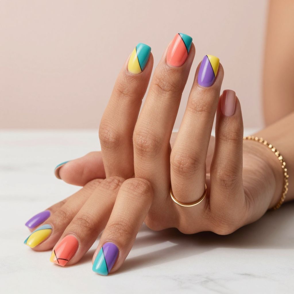 Color Block Nails