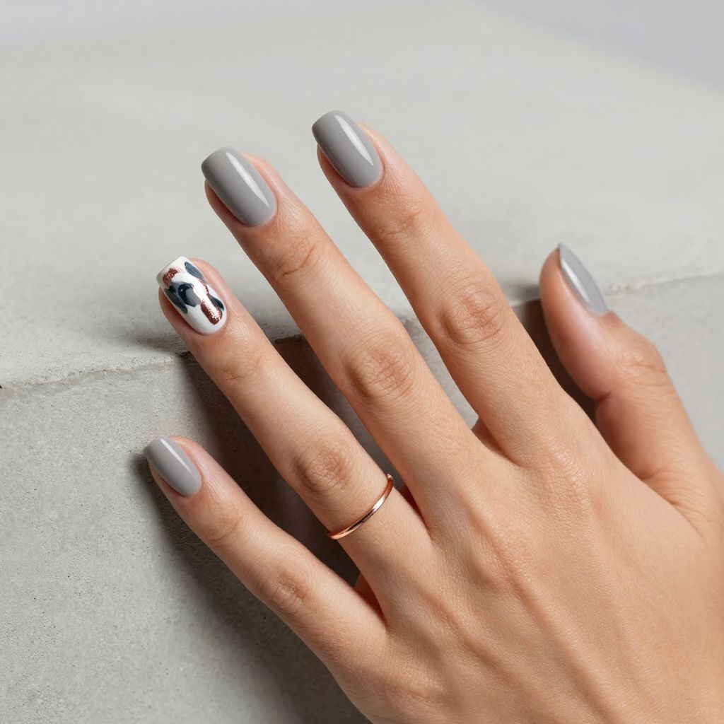 Abstract brushstroke accent nail art