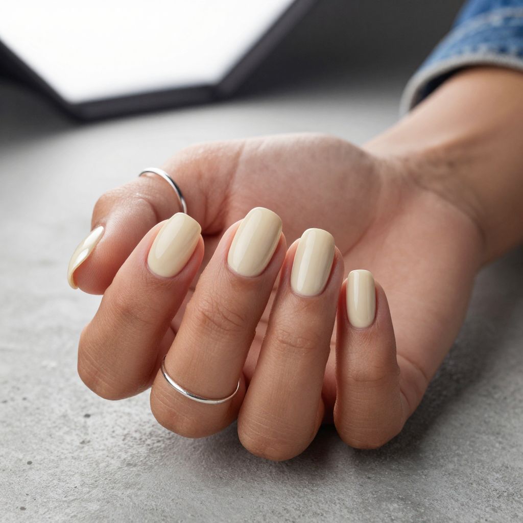 Silver chrome thumb accent nail