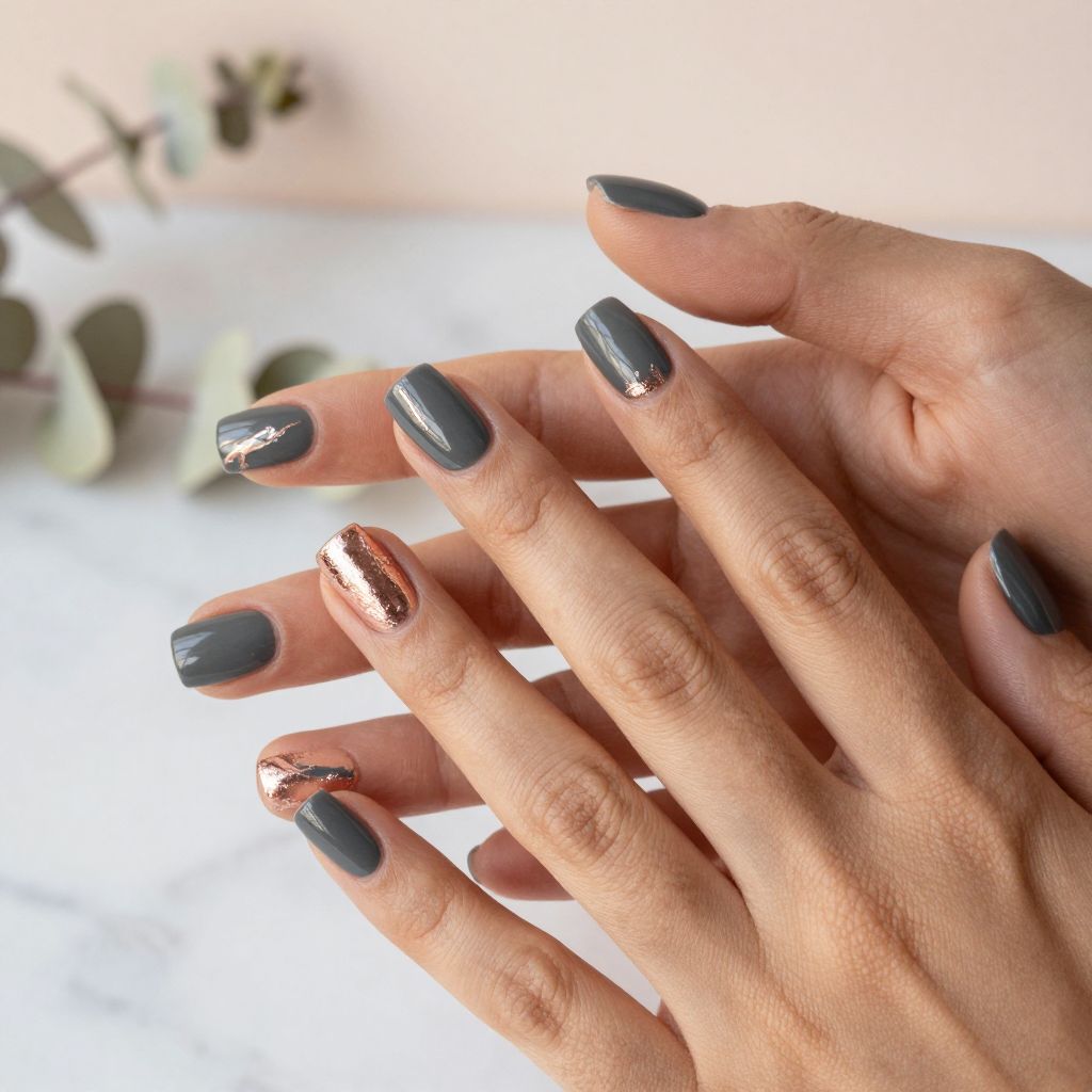 Charcoal Gray with Rose Gold Foil