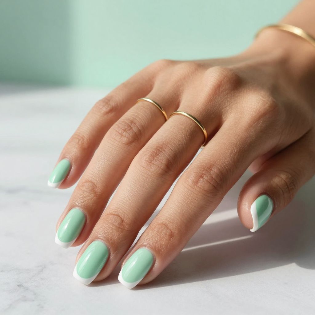 Soft Mint Green with White Tips