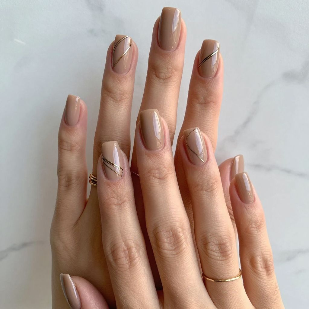 Warm Taupe with Geometric Negative Space