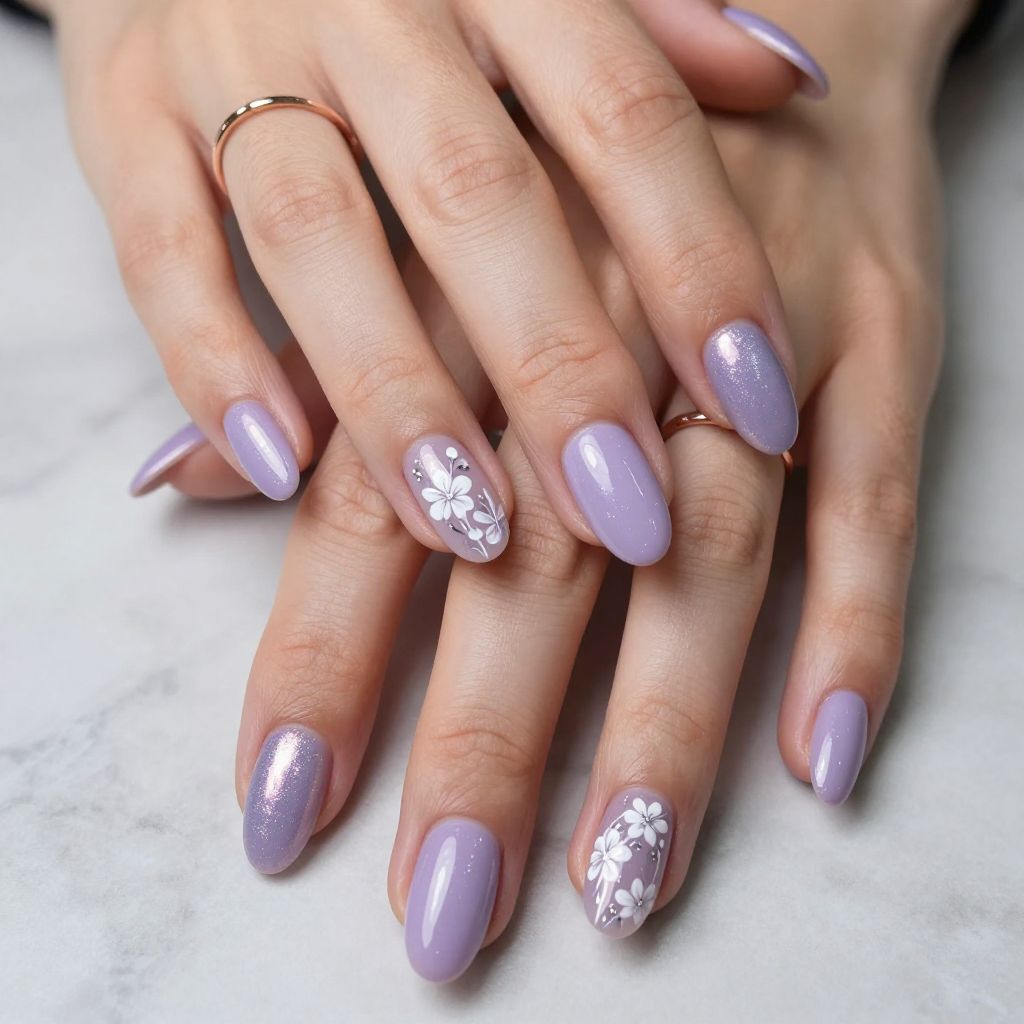 Soft Lavender with Holographic Sparkle