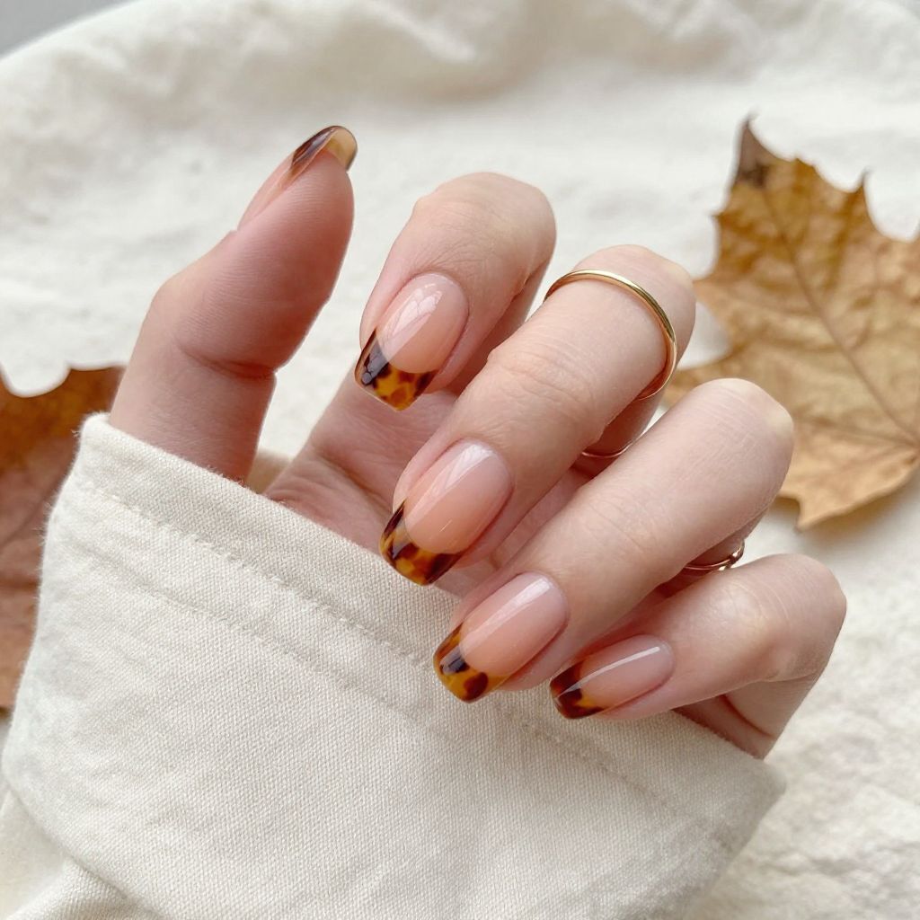 Nude Base with Tortoiseshell Tips