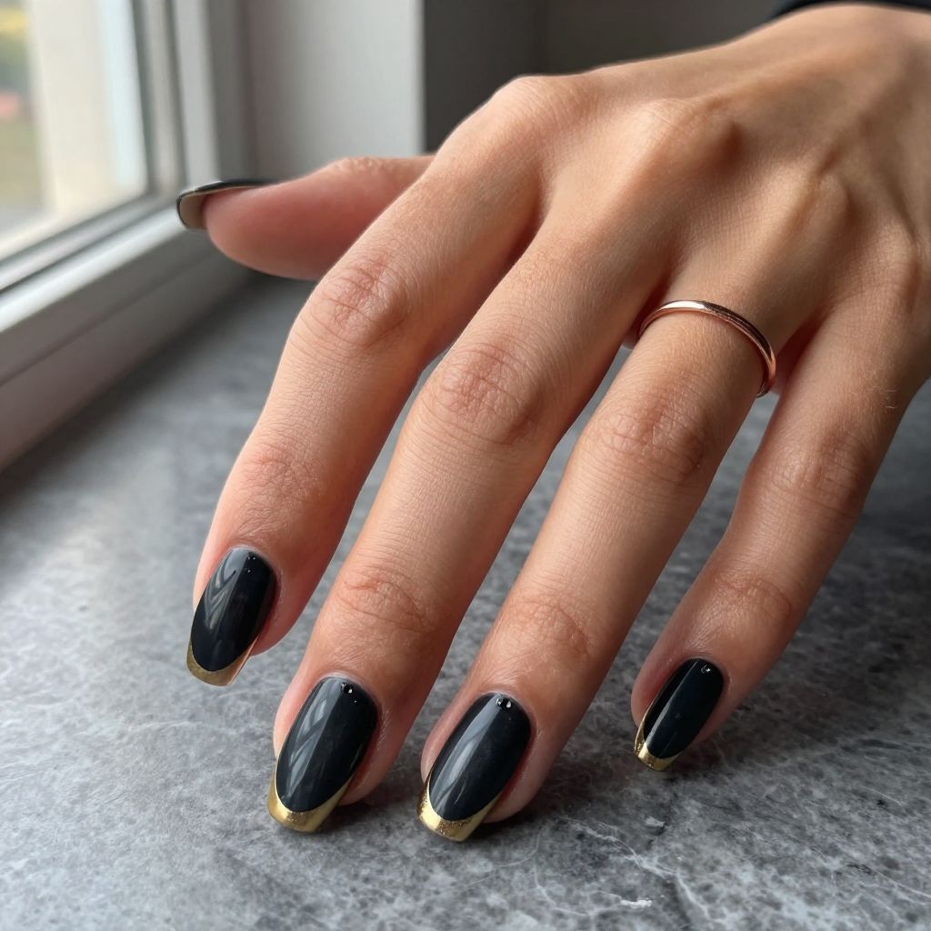 Matte Black Cat Eye Nails