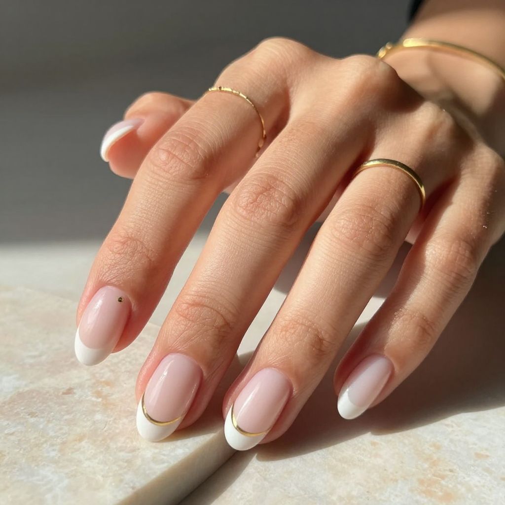 Nude Ombre with Thin Gold Striping