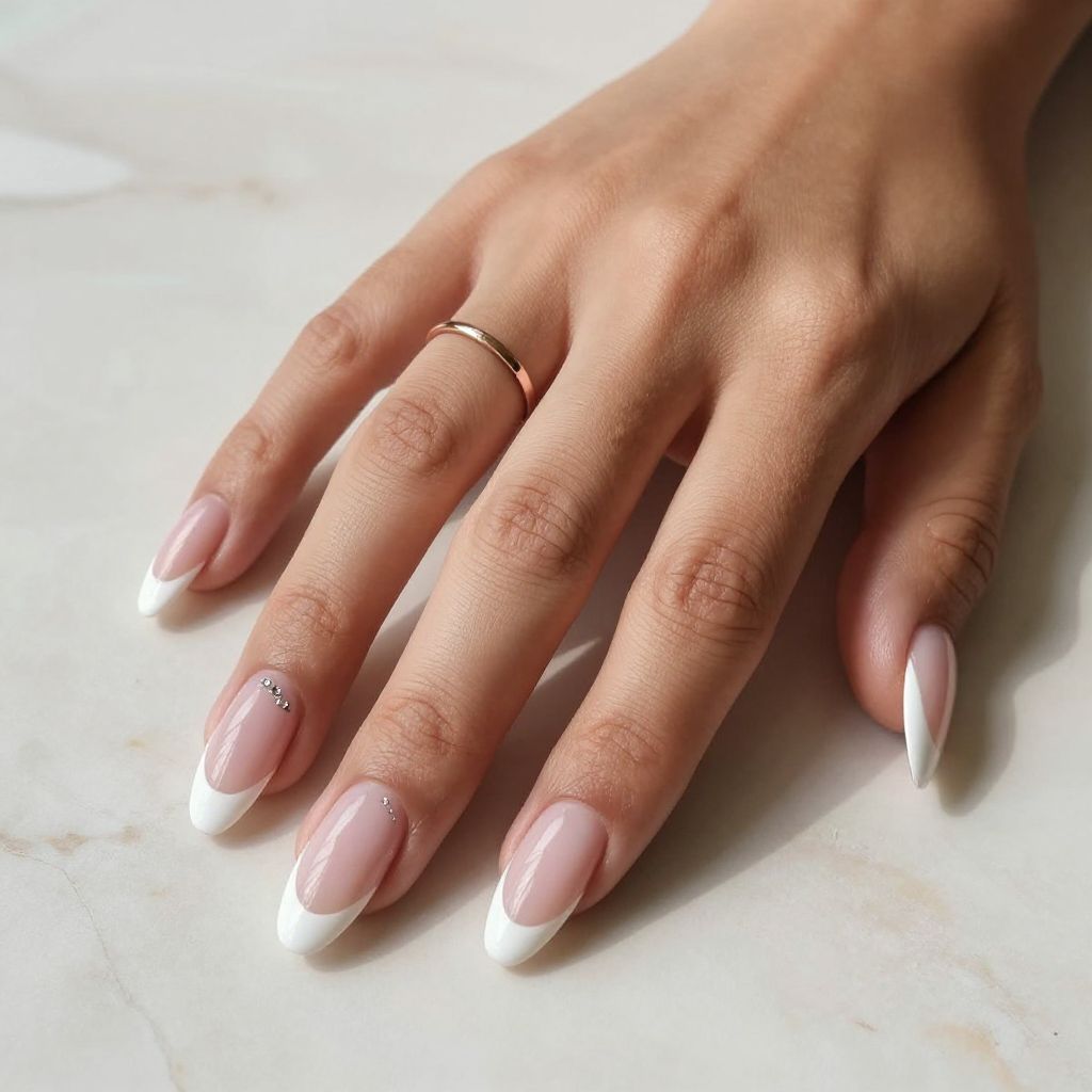 Classic White French Tip Coffin Nails