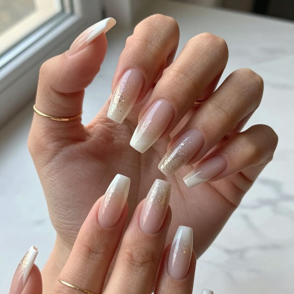 Gradient Glitter Ombre French Tip