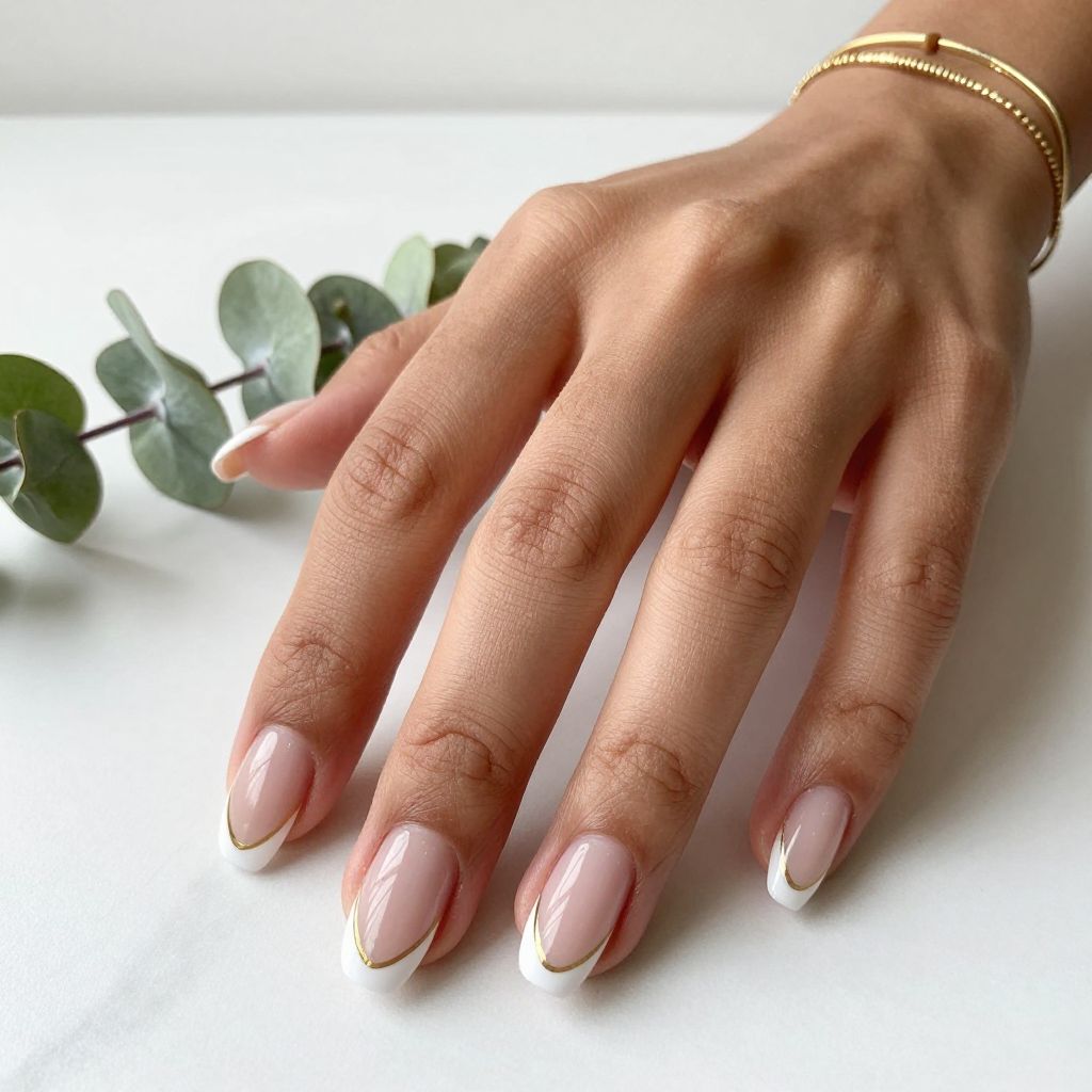 Negative Space French Tip Modern Nails