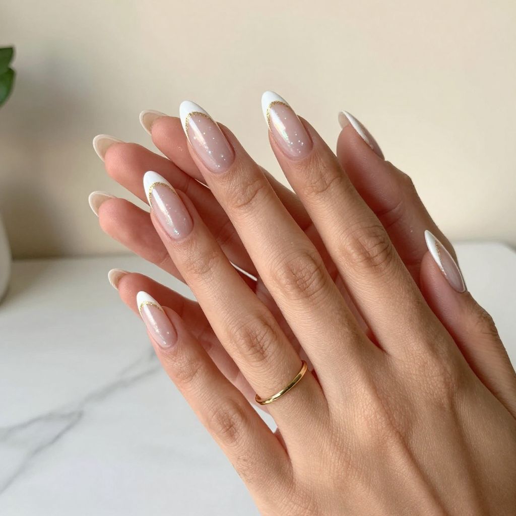 Pearl French Tip Luxury Nails