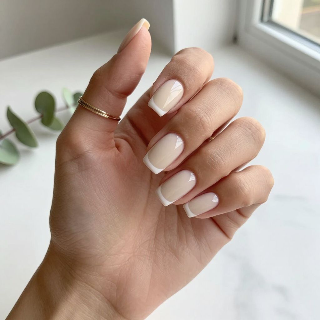Minimalist Thin Line French Tip Square Nails