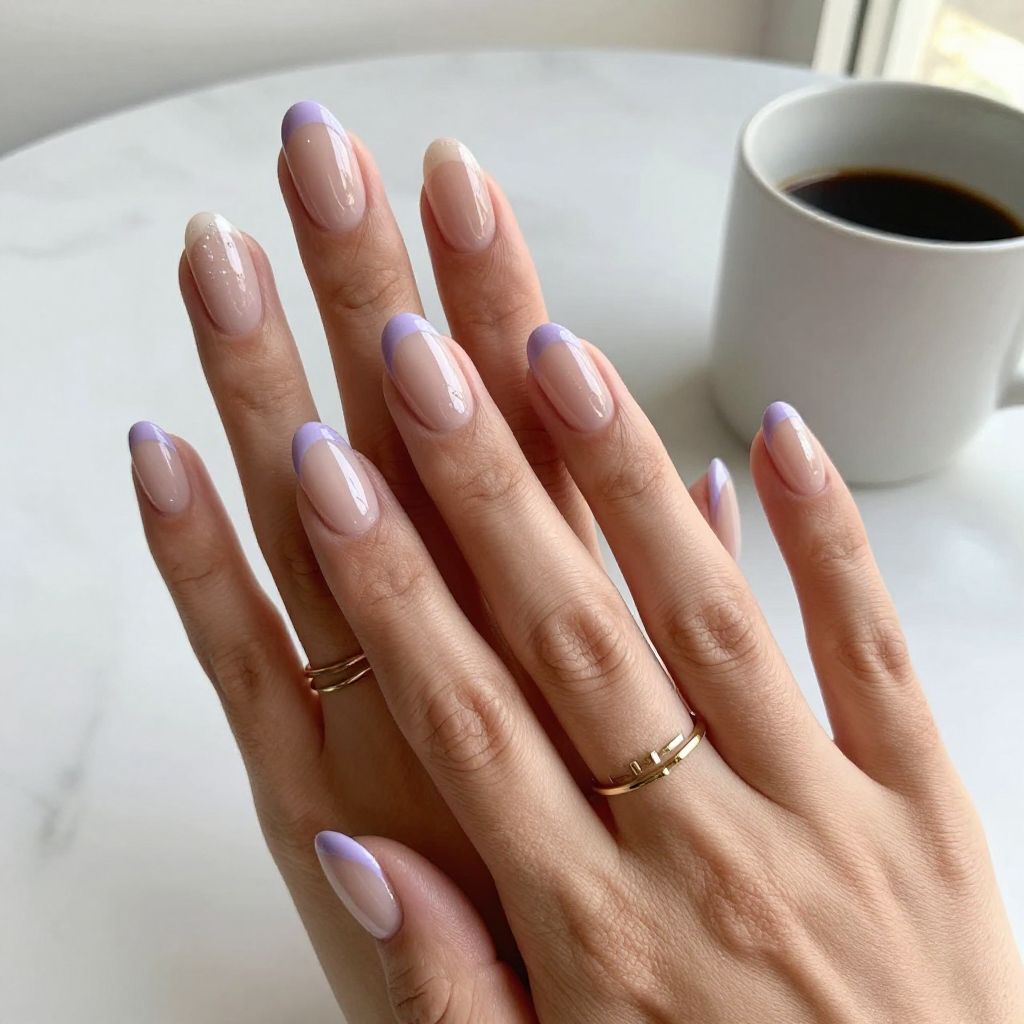 Colored French Tip Gel Acrylic Nails