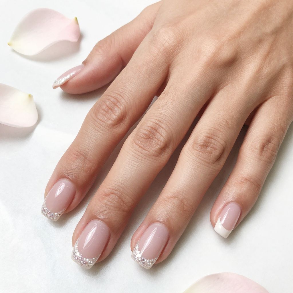 Pink And White Glitter Cuticle Frame