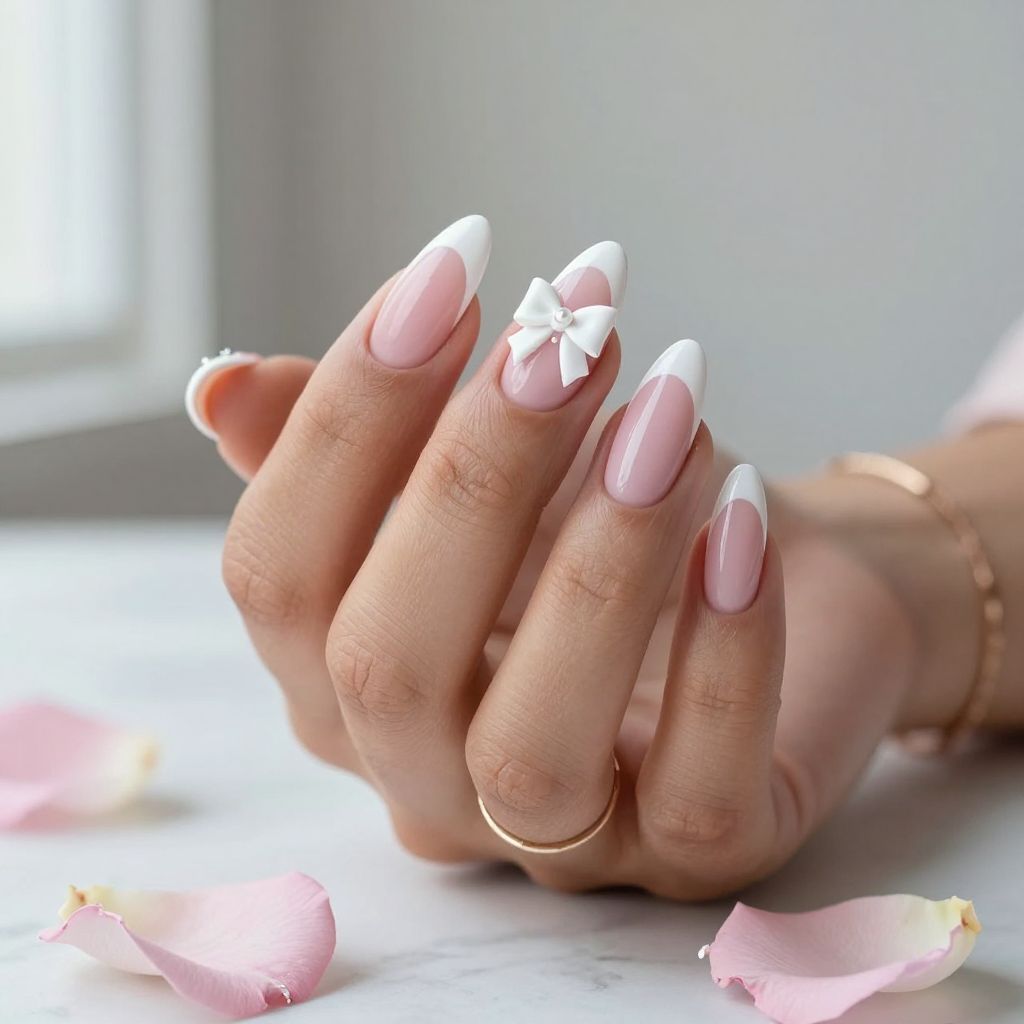 Classic Pink And White With 3D Bow Accent