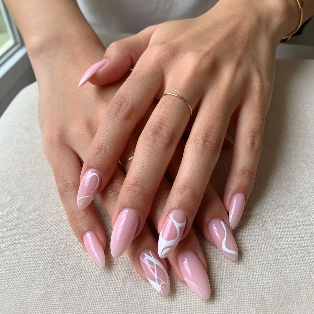 Rosy Pink With White Swirl Art