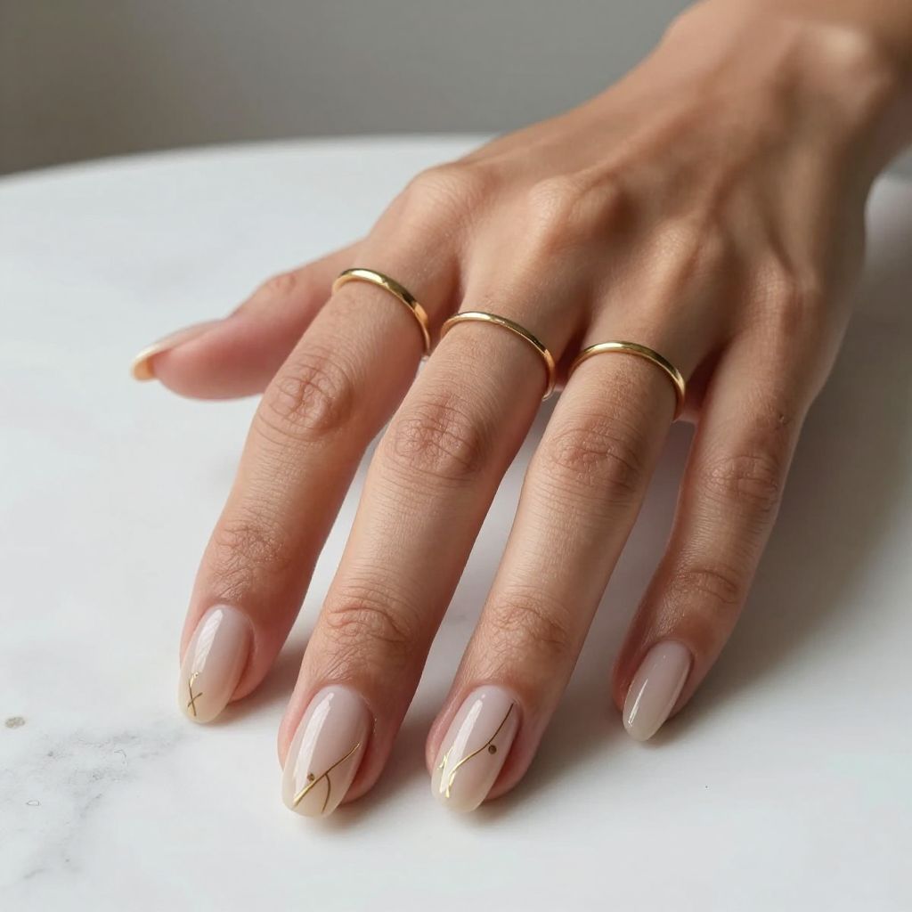 Clean Beige With Gold Line Work