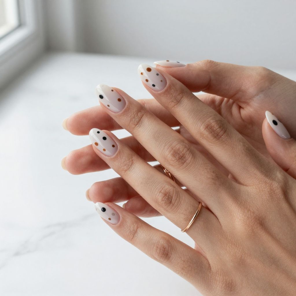 Milky White With Abstract Dots