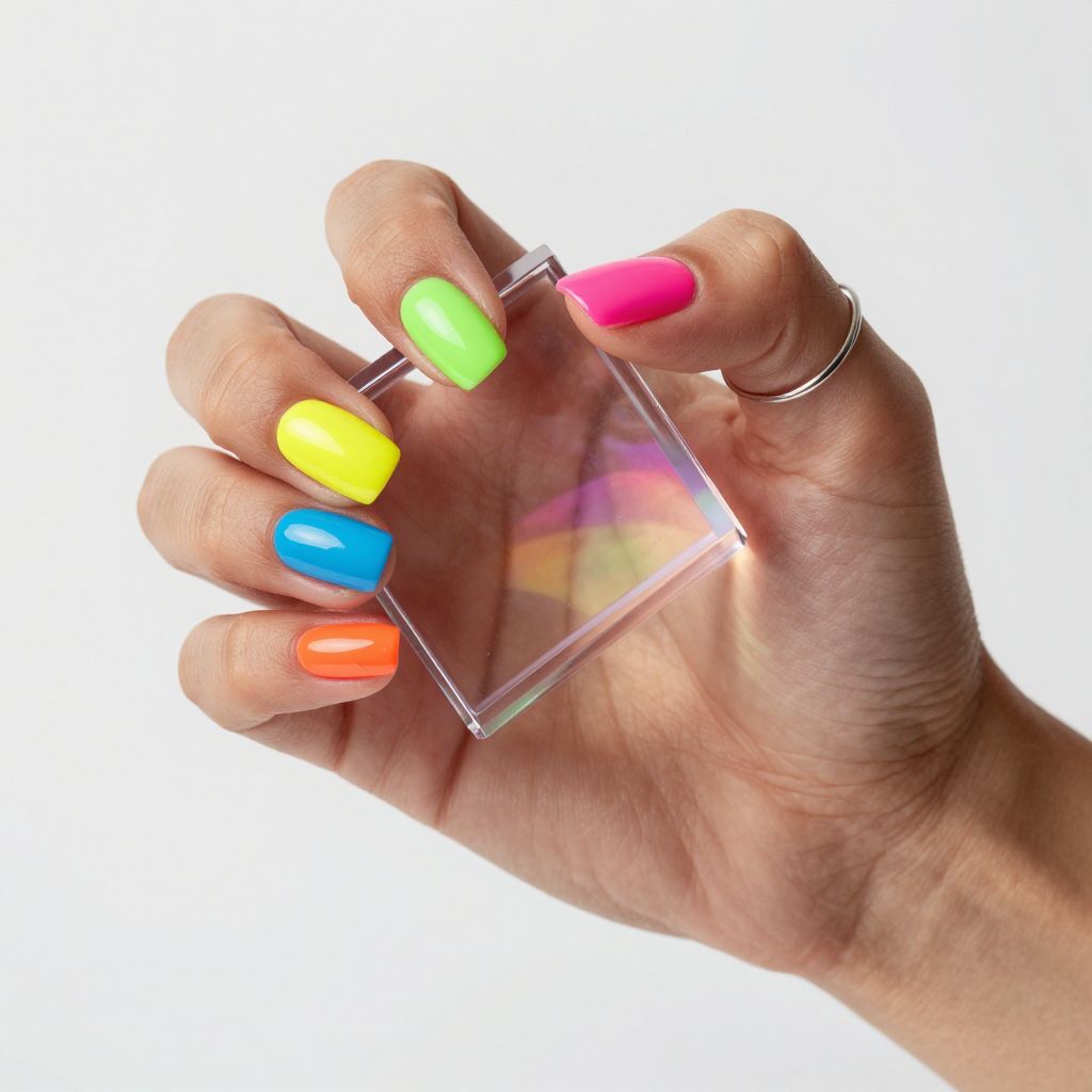Neon skittle mix nails