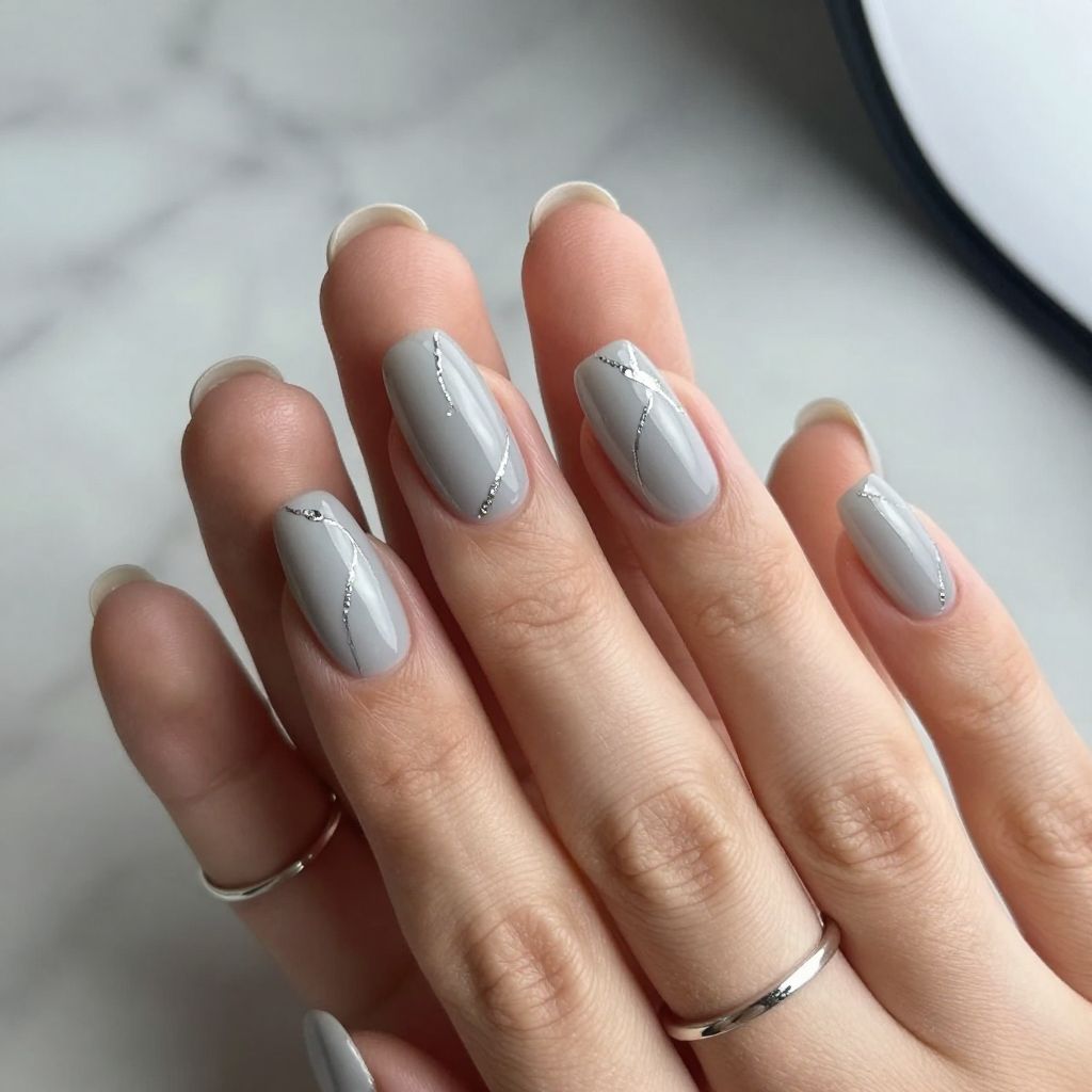 Soft silver foil vein nails