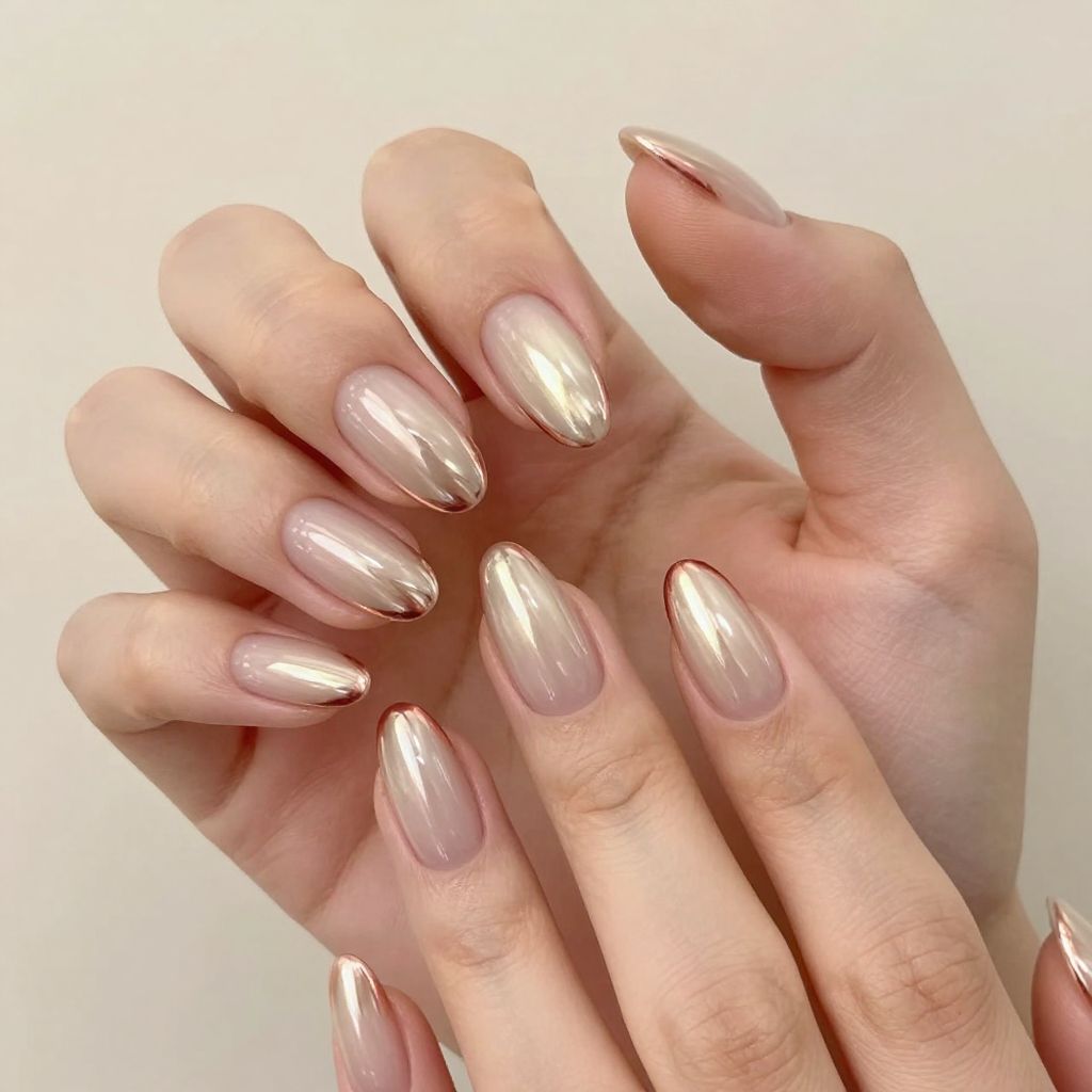 Almond French Tip nail idea 14