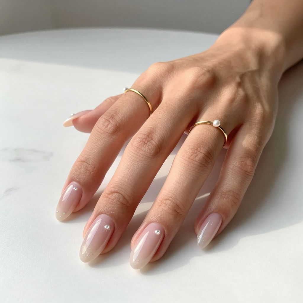 Sheer Milky Almond Nails