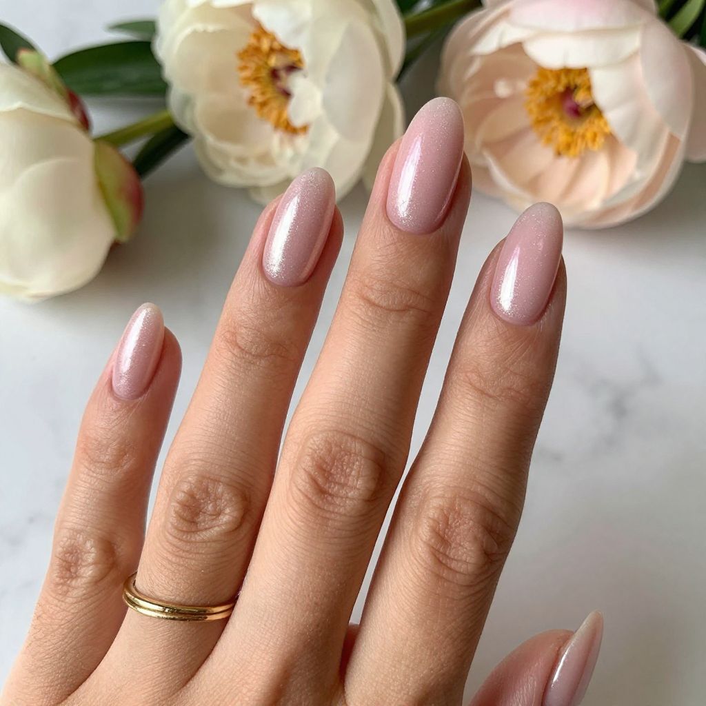 Soft Pink Glazed Almond Nails
