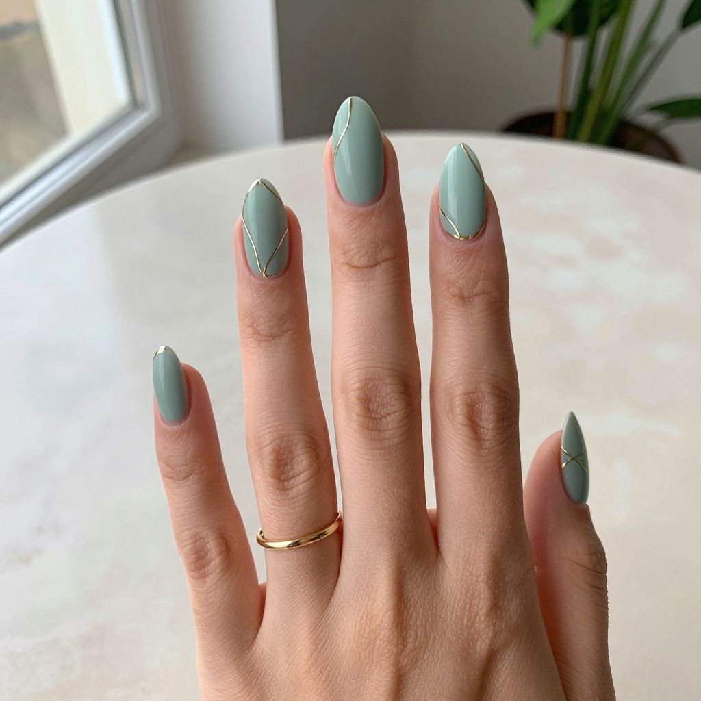 Sage Green With Minimalist Gold Accents