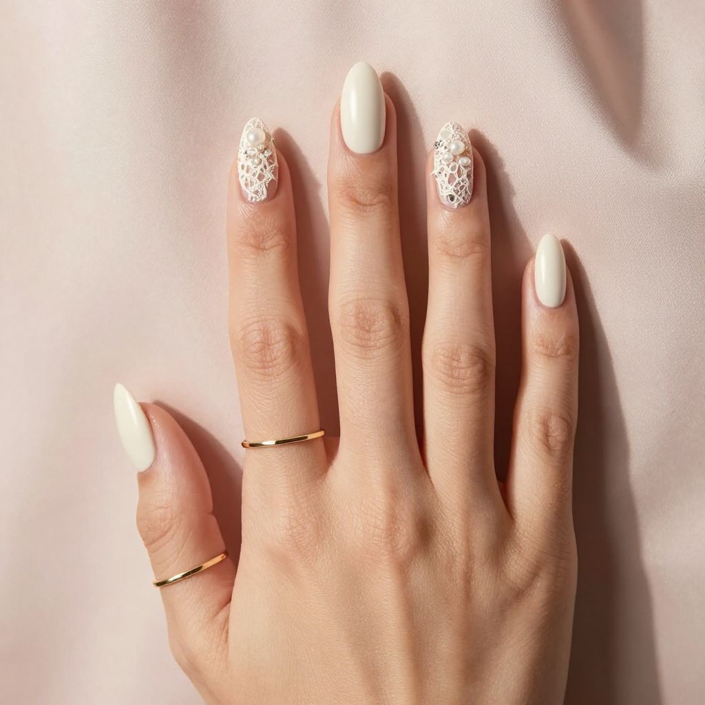 Cream With 3D Lace Overlay