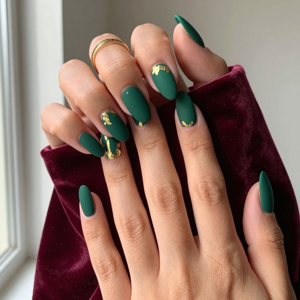 Deep Emerald With Gold Leaf Accents