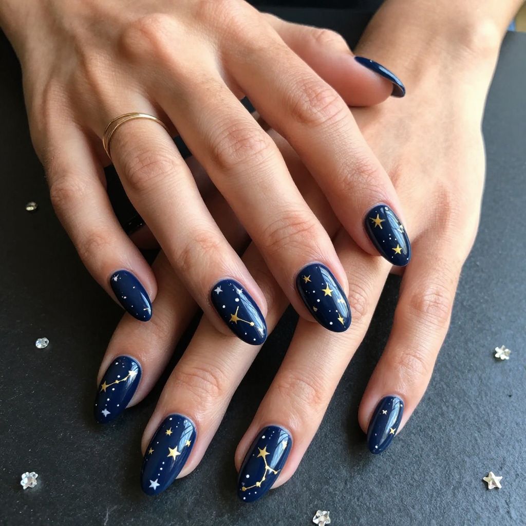 Navy Blue With Constellation Stars