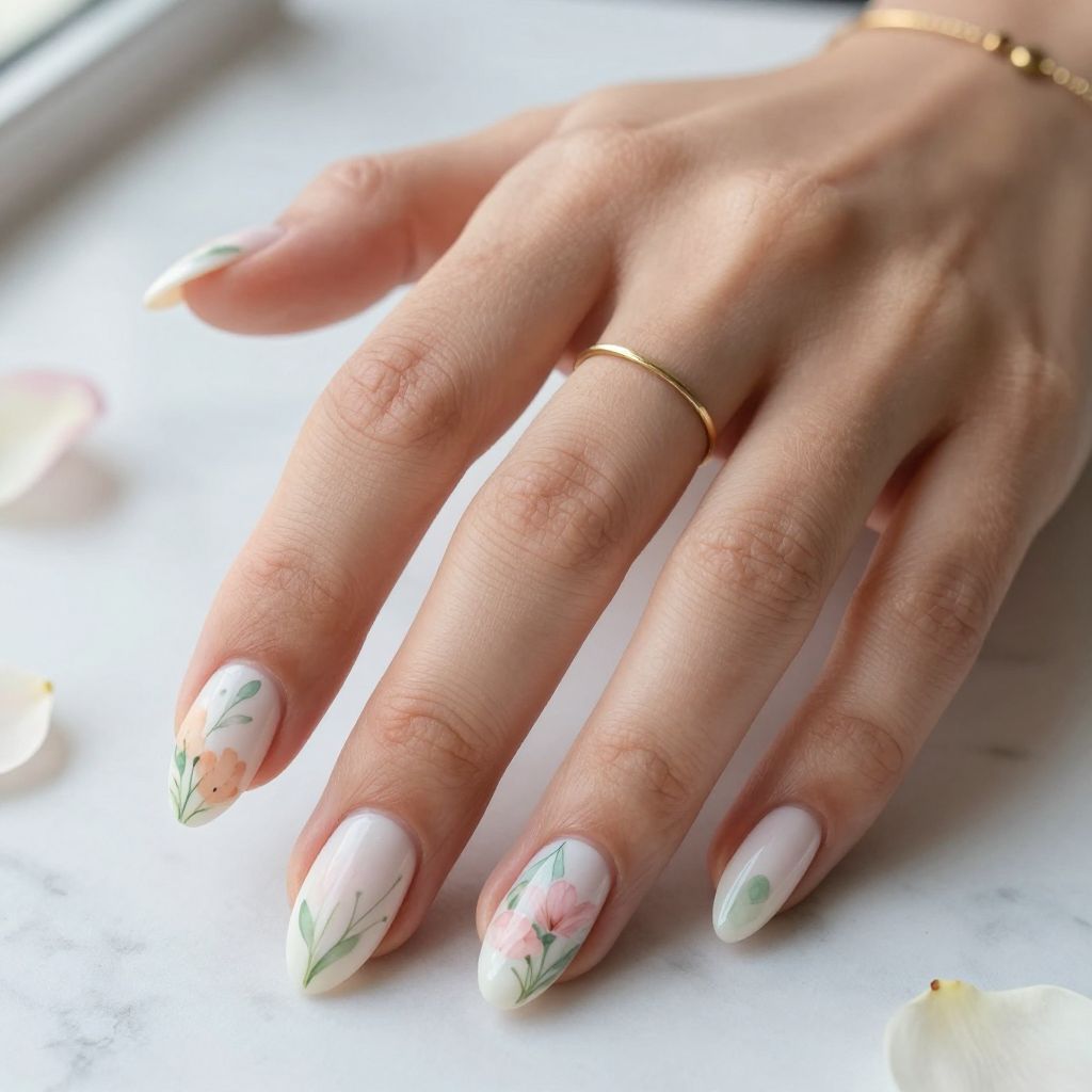 Soft White With Delicate Floral Watercolor