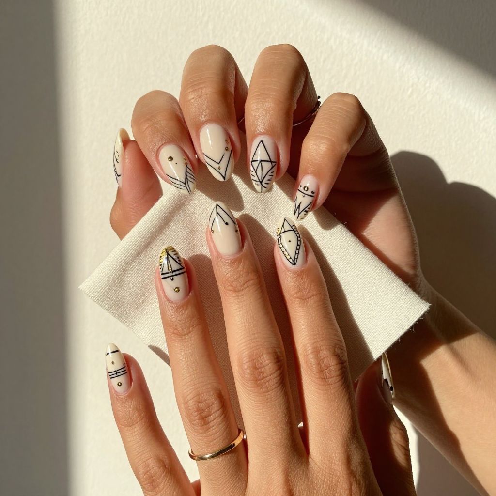 Geometric Tribal Pattern Nails