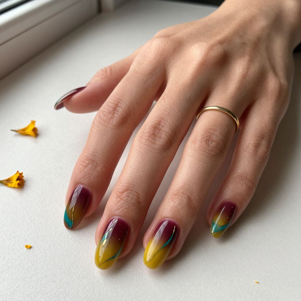 Wax Print Ombré Nails