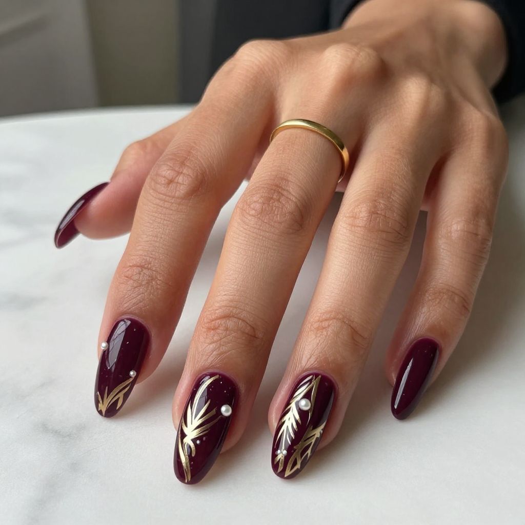 Gold Leaf African Accent Nails