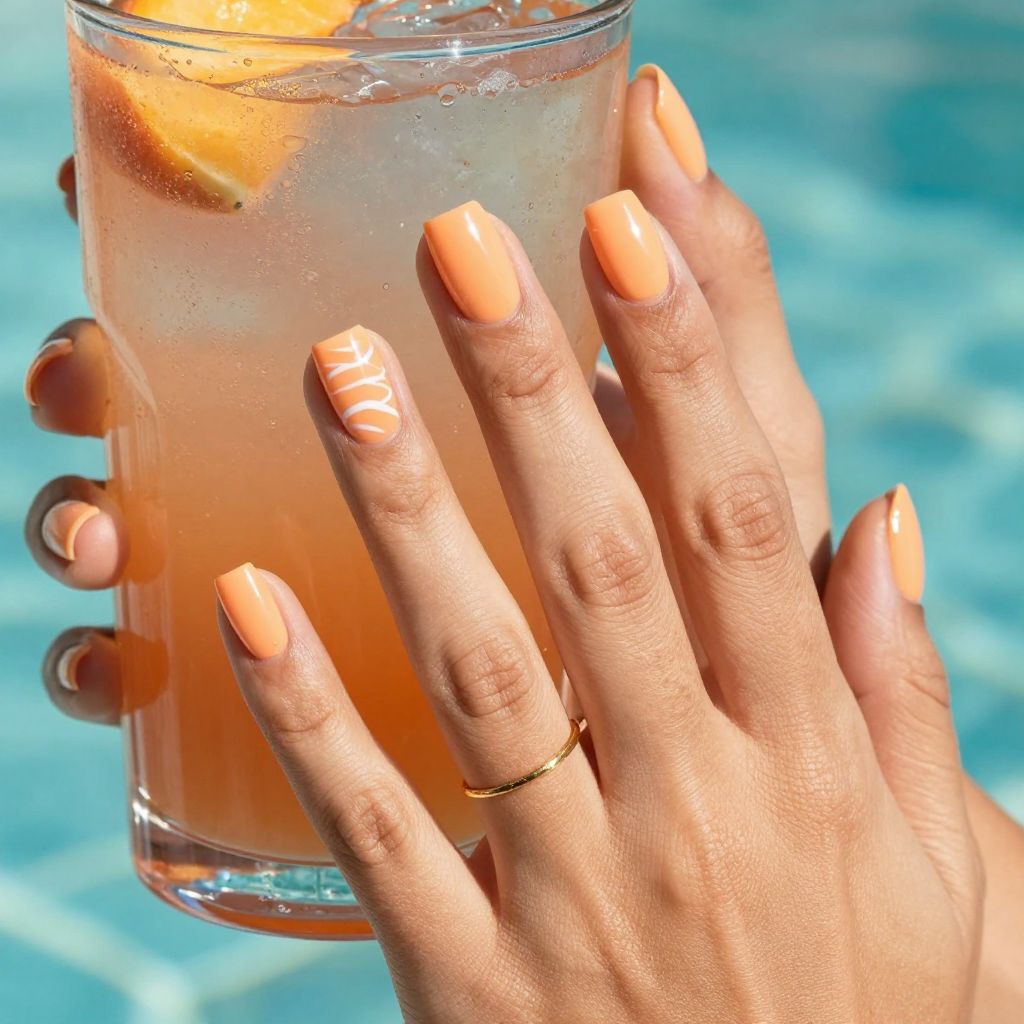 Neon peach splash nails