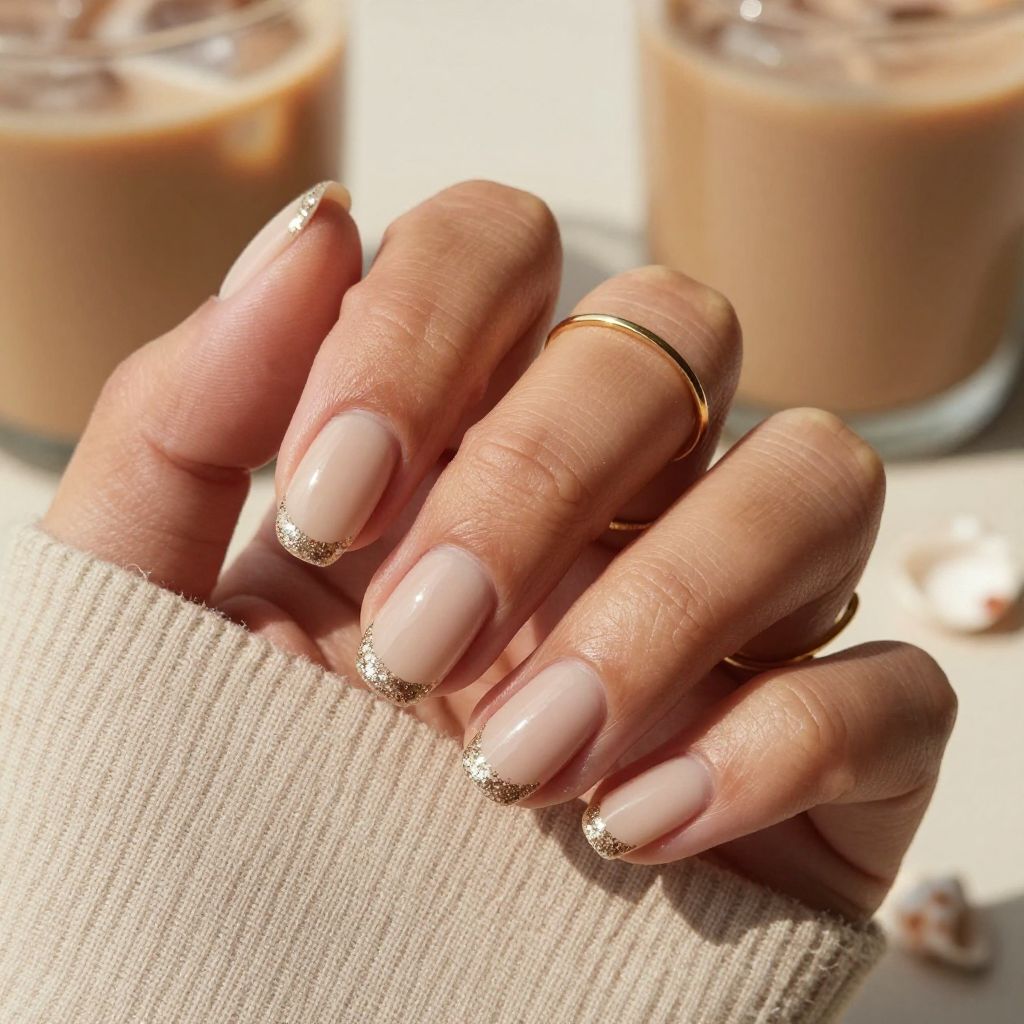 Glitter sandbar tip nails