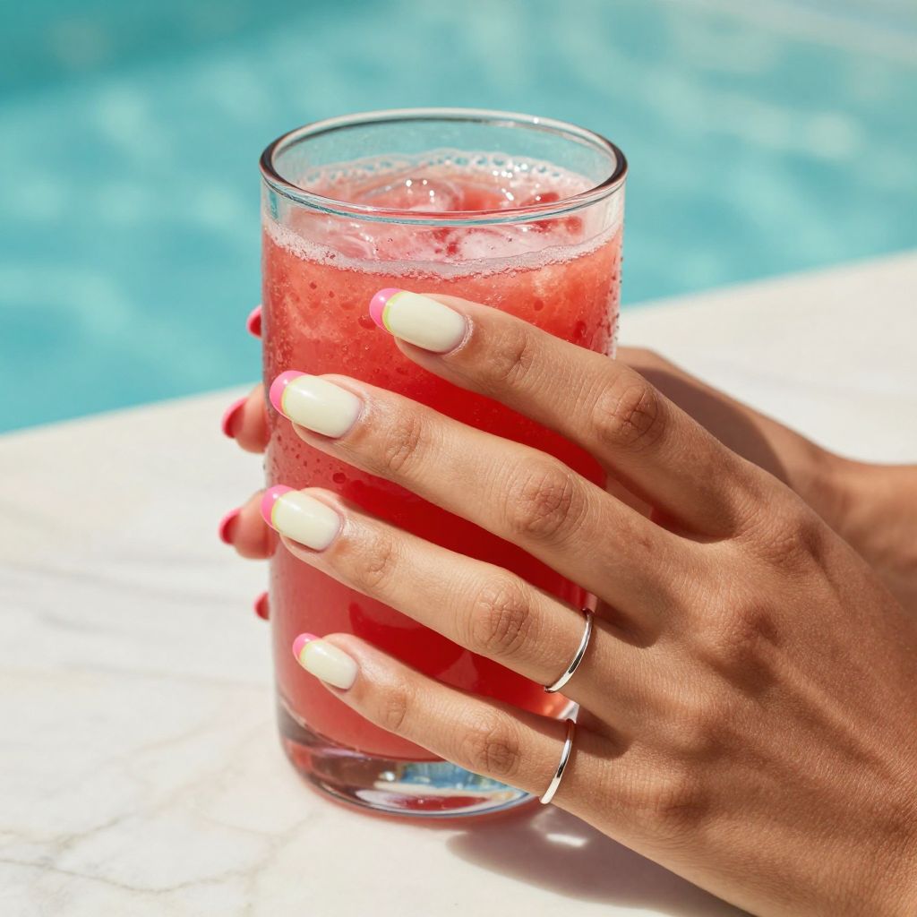 Watermelon French flip nails