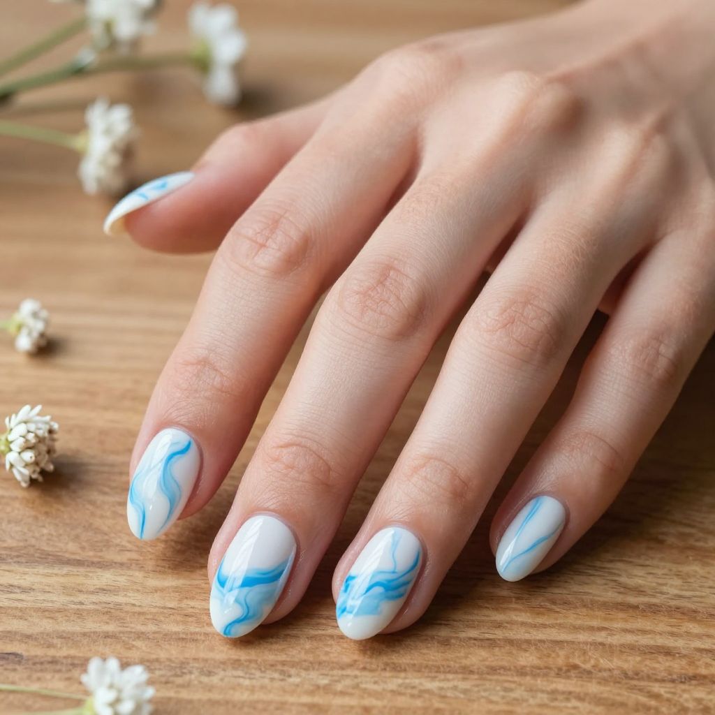 Baby Blue Nail Design 3