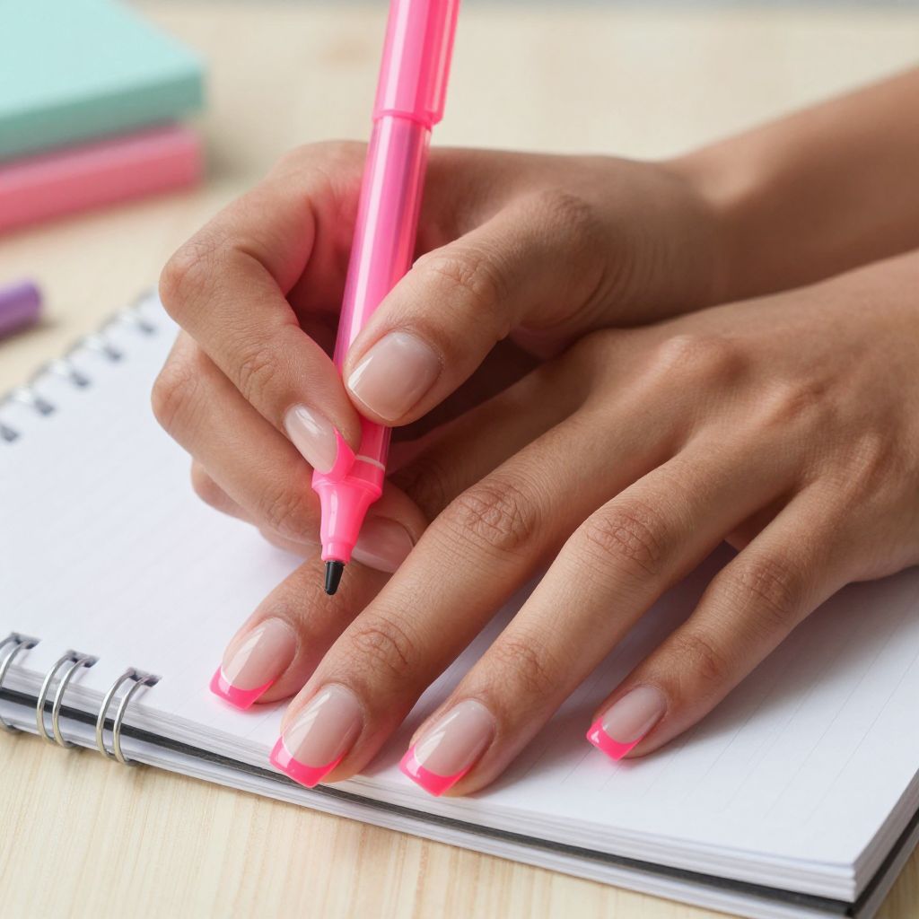 Bright French Remix back to school nails