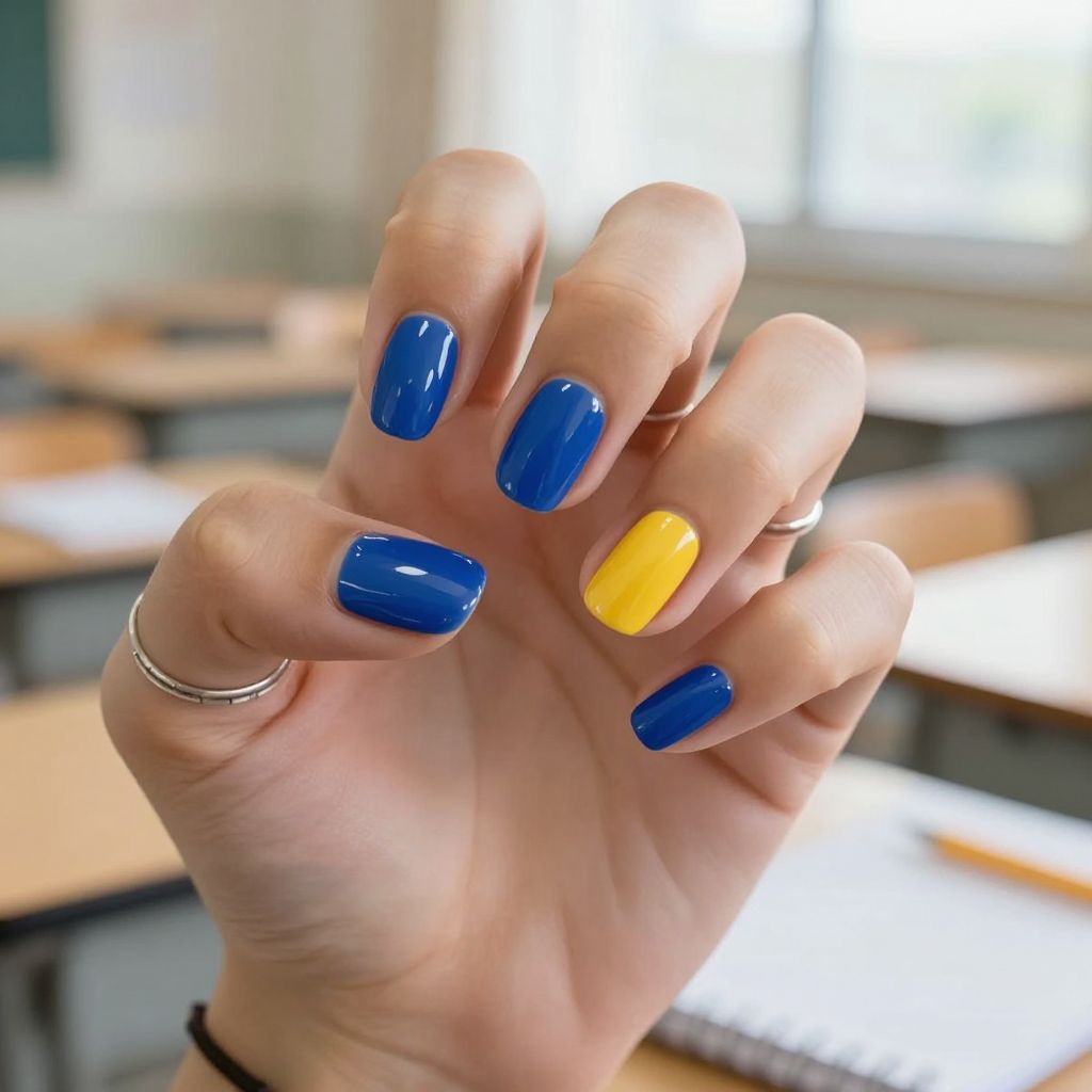 School spirit two tone nail design