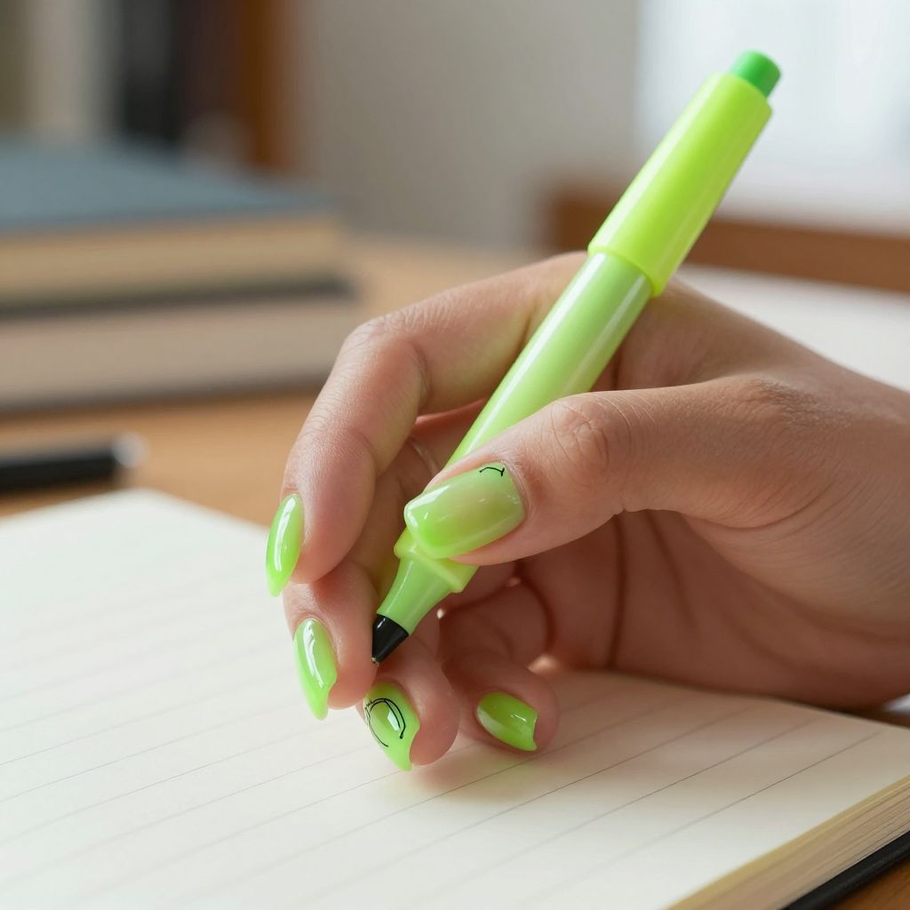 Fresh green highlighter nail design